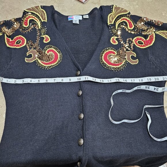 Women's Lindsey Blake Sequined Beaded Cardigan Size Large - Picture 3 of 7
